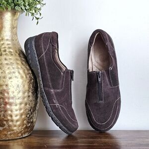 Naturalizer Brown Suede Zip Loafers Slip-On Comfort Walking Shoes Women’s 10M